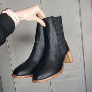Black wedged heel booties